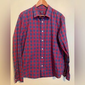 UNTUCKit Shirt Men XL Slim Fit Red Plaid‎ Long Sleeve Button Up 100% Cotton
